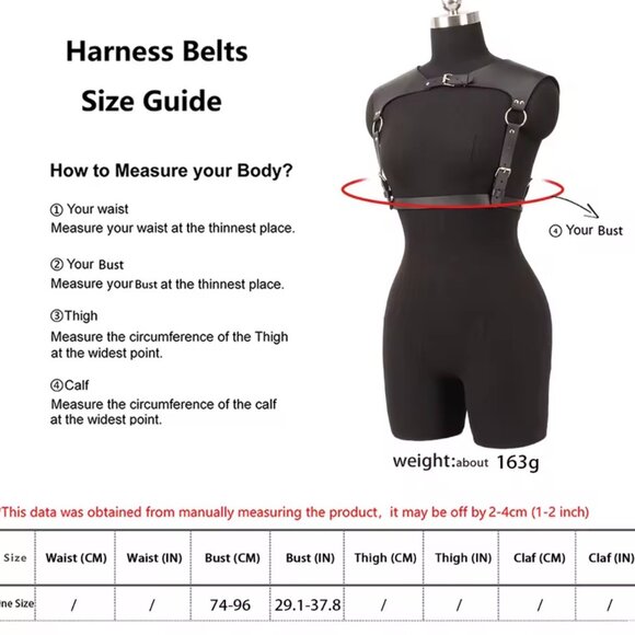 Women Fashion Belt PU Leather Body Shoulder Armor Chest Harness - Picture 4 of 4